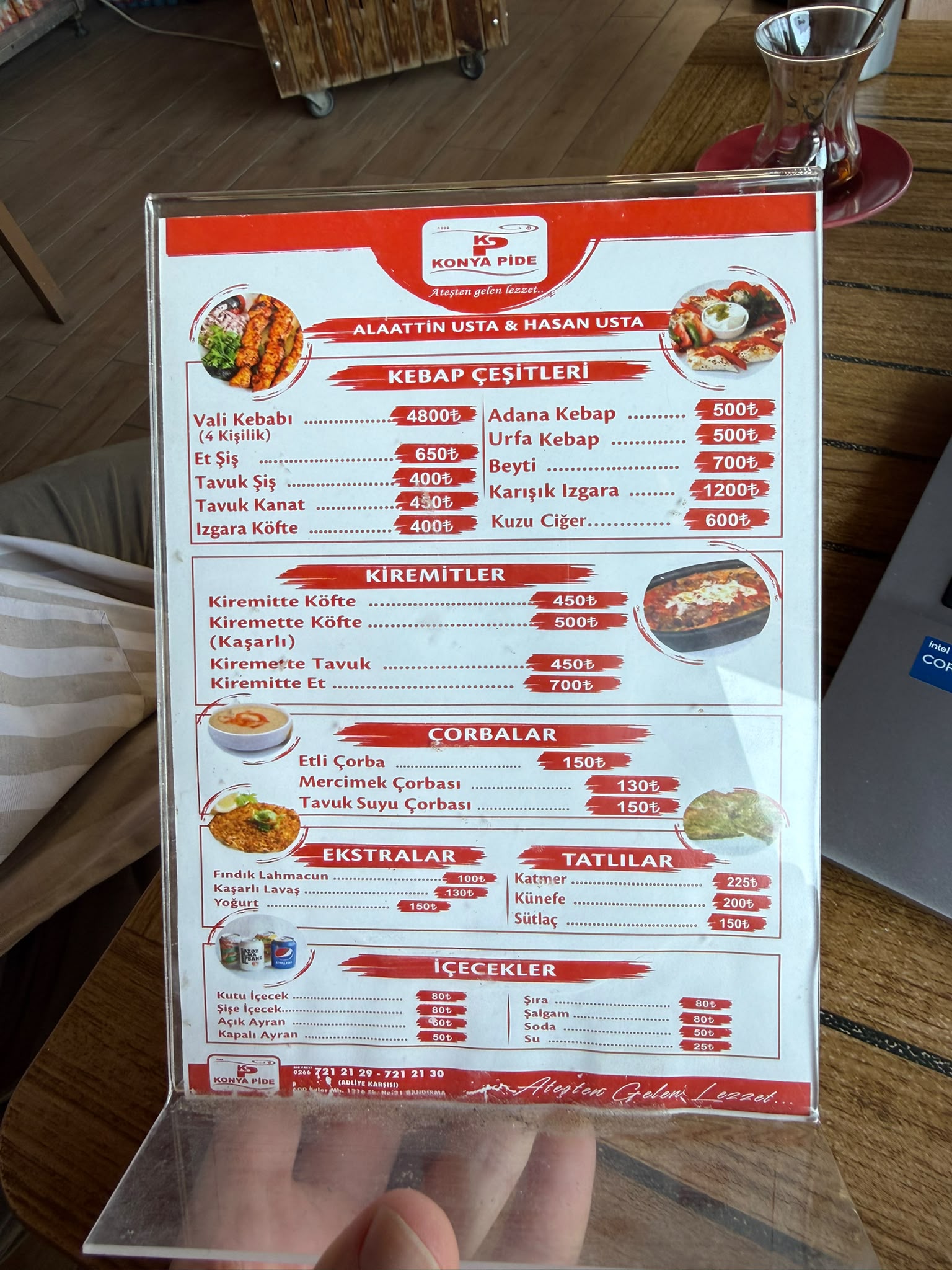 Konya Pide menü - kebap, kiremit, çorbalar, tatlılar ve içecekler